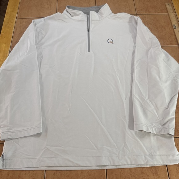 Peter Millar E4 Men's Wind 1/4 Zip Quail Hollow Club Logo Gray Size XL